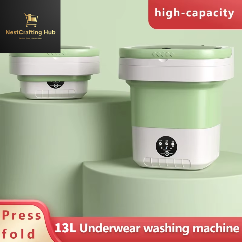 13L Portable Folding Washing Machine – Compact Travel Washer for Clothes, Socks & Underwear