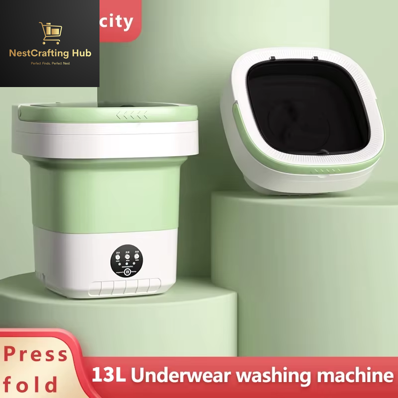 13L Portable Folding Washing Machine – Compact Travel Washer for Clothes, Socks & Underwear